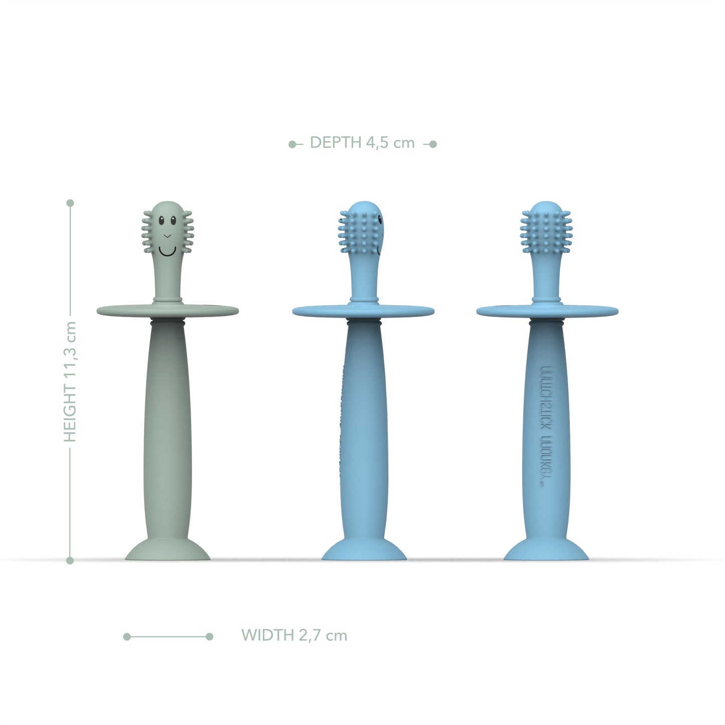 Æfingatannburstar 2 stk - ljósblár & mintugrænn - NÝTT