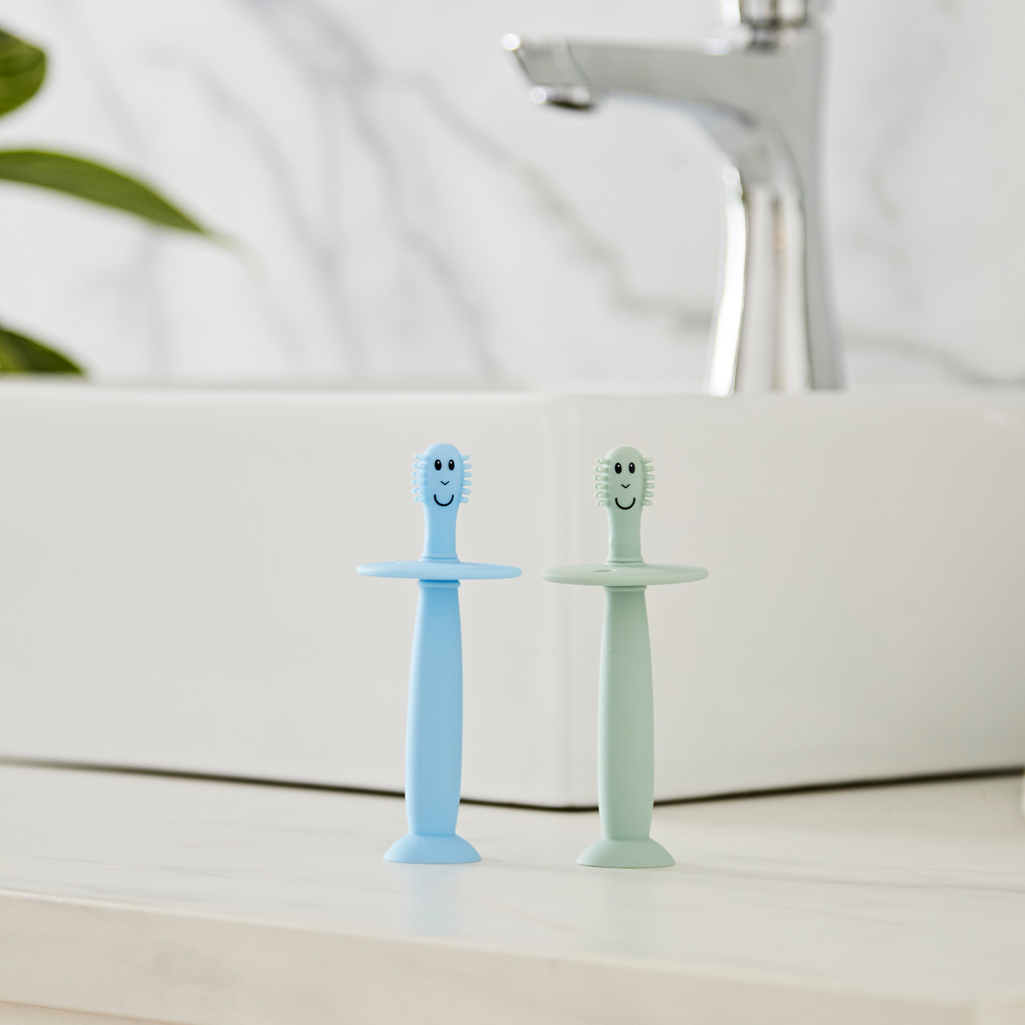 Æfingatannburstar 2 stk - ljósblár & mintugrænn - NÝTT