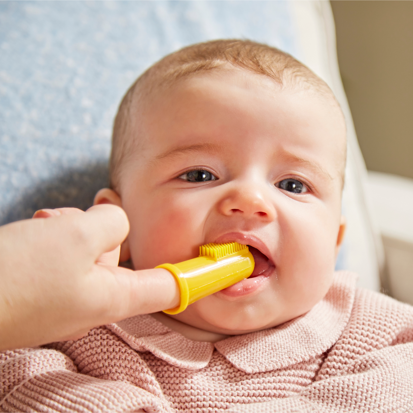 Fingratannburstar 2 stk með boxi gulur & baige - NÝTT